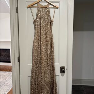 Badgley Mischka Gold Sequins Dress, Size 4